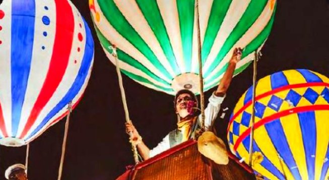 Saronno 2024's White Night, with hot air balloons, stilt walkers, fire shows and music